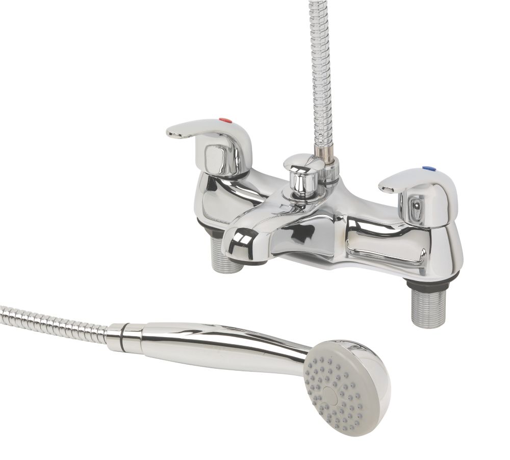Image of Swirl Conventional Deck-Mounted Bath Shower Mixer Chrome 