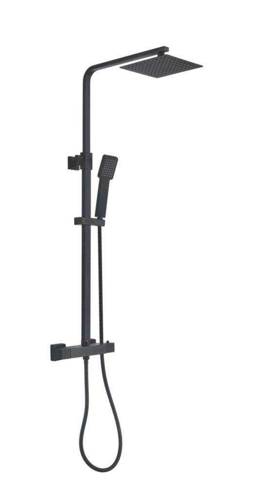 Image of Highlife Bathrooms Orkney Series 2 Rear-Fed Exposed Matt Black Thermostatic Shower 