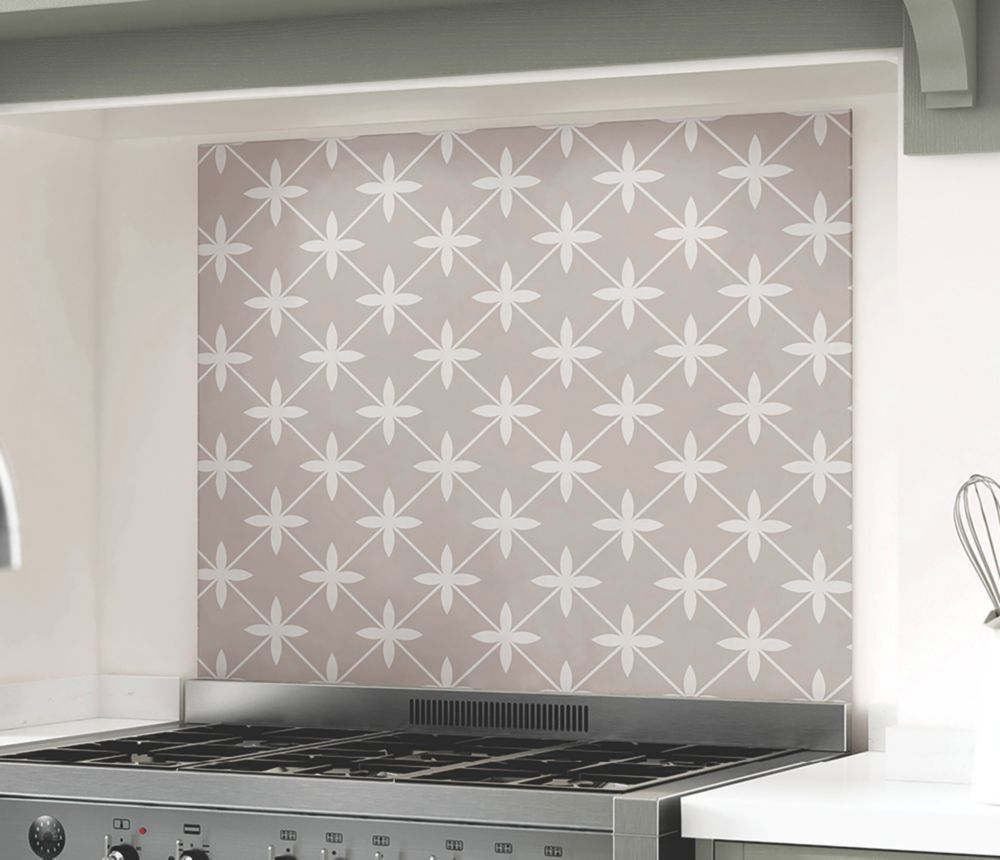 Image of Laura Ashley Wicker Dove Grey Self-Adhesive Glass Kitchen Splashback 600mm x 750mm x 6mm 