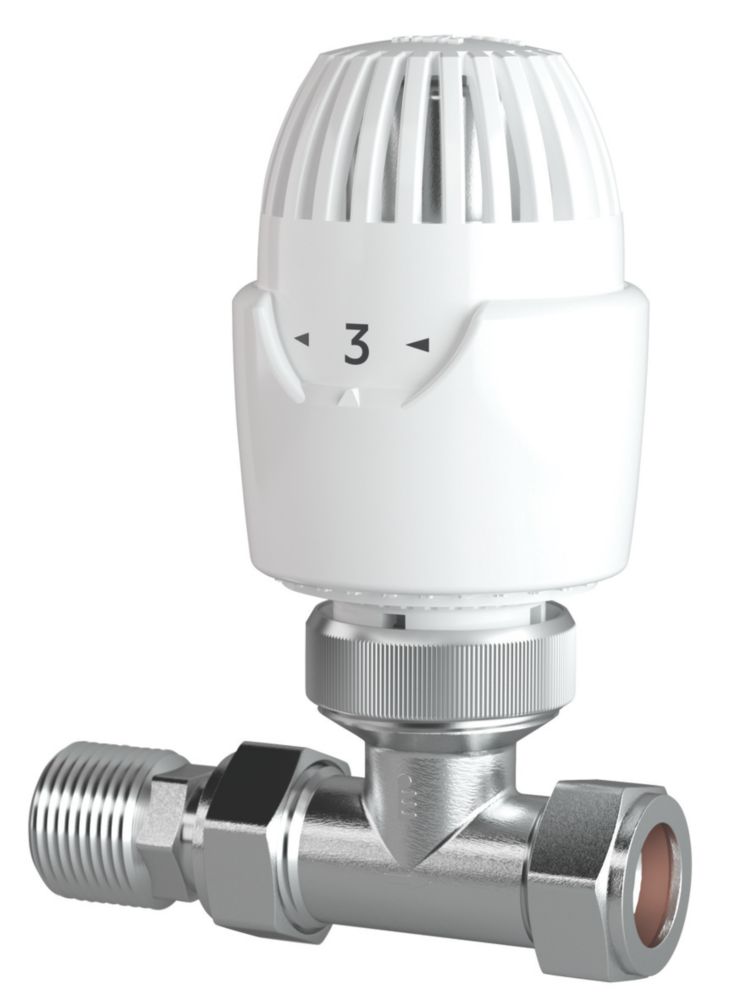 Image of Drayton RT212 White Straight Thermostatic TRV 15mm x 1/2" 
