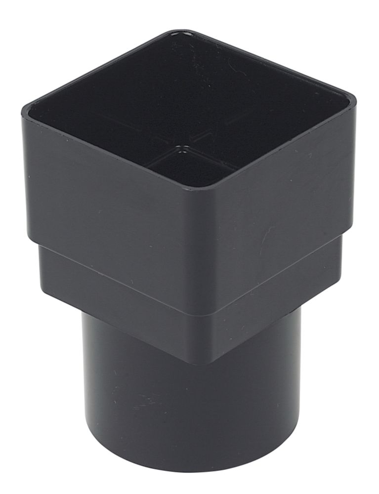 Image of FloPlast Square Line Square to Round Rainwater Downpipe Connector Black 65mm 