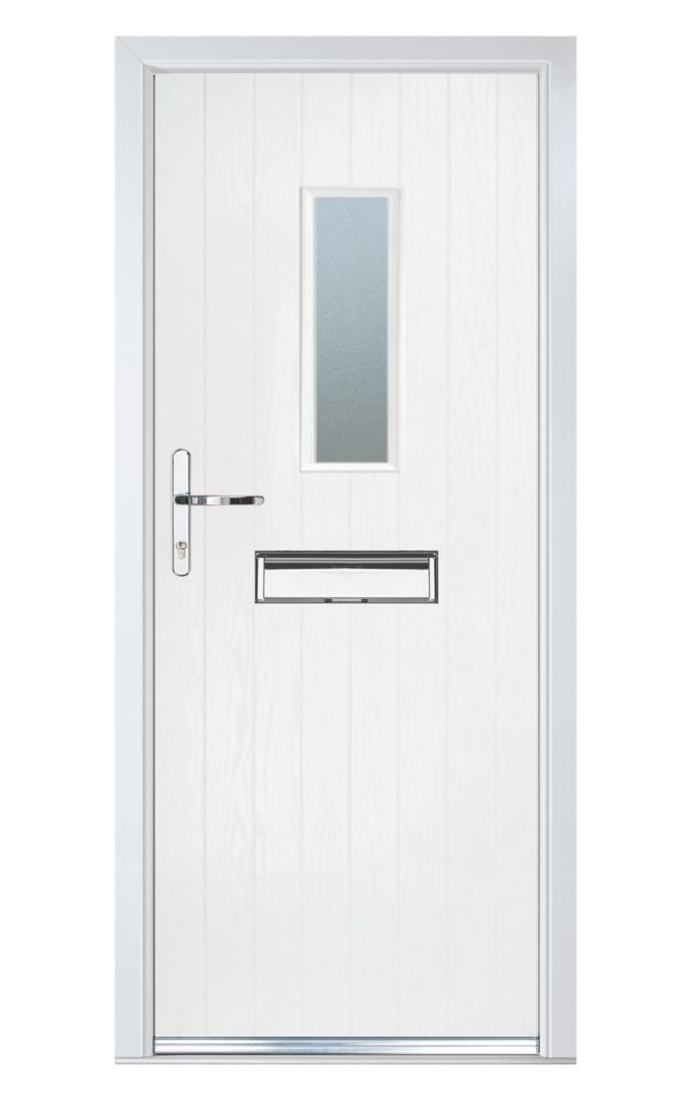 Image of Crystal Cottage 1-Light Left or Right-Handed White Composite Front Door 2055mm x 920mm 