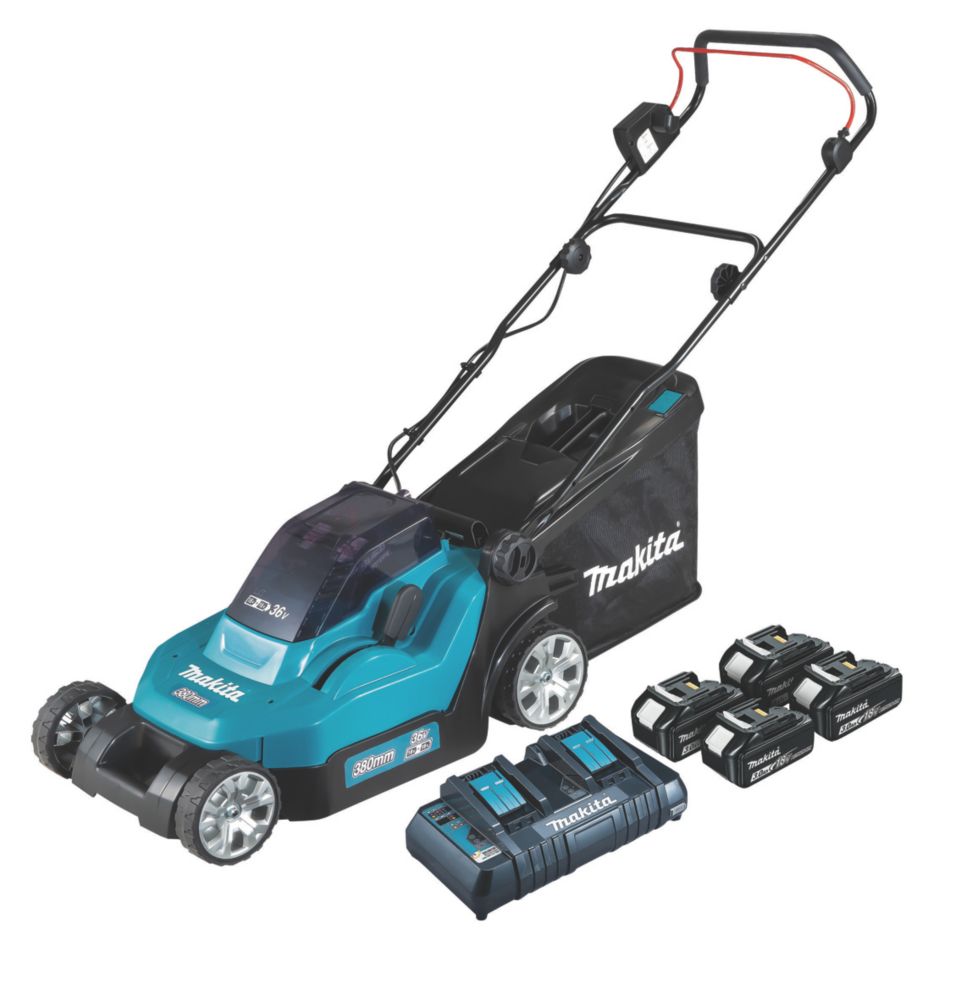 Image of Makita 36V 4 x 3.0Ah Li-Ion LXT Cordless 38cm Lawn Mower 