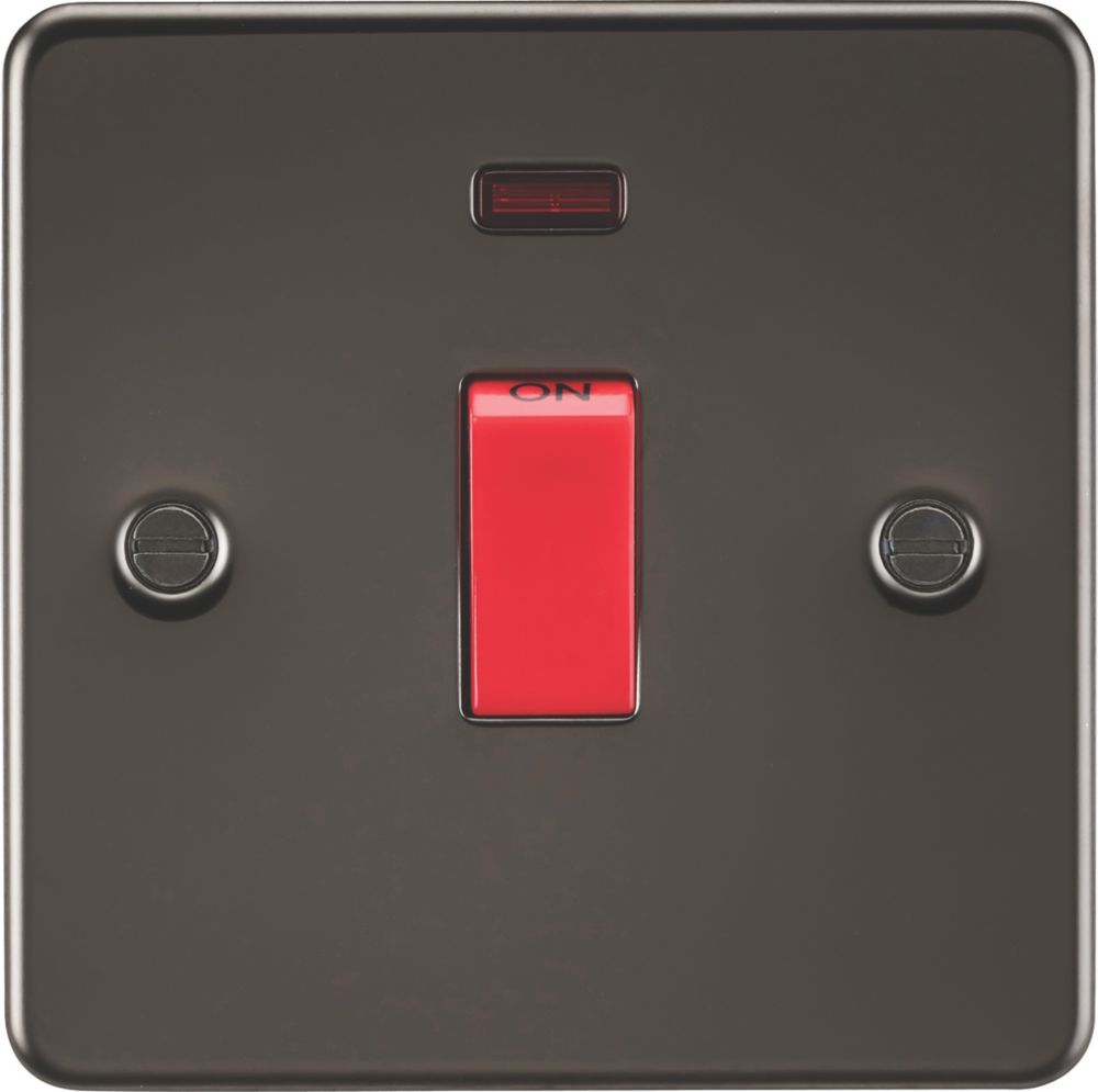 Image of Knightsbridge 45A 1-Gang DP Control Switch Gunmetal with LED 