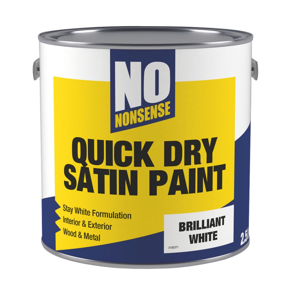 Image of No Nonsense Satin Brilliant White Acrylic Water-Based Paint 2.5Ltr 