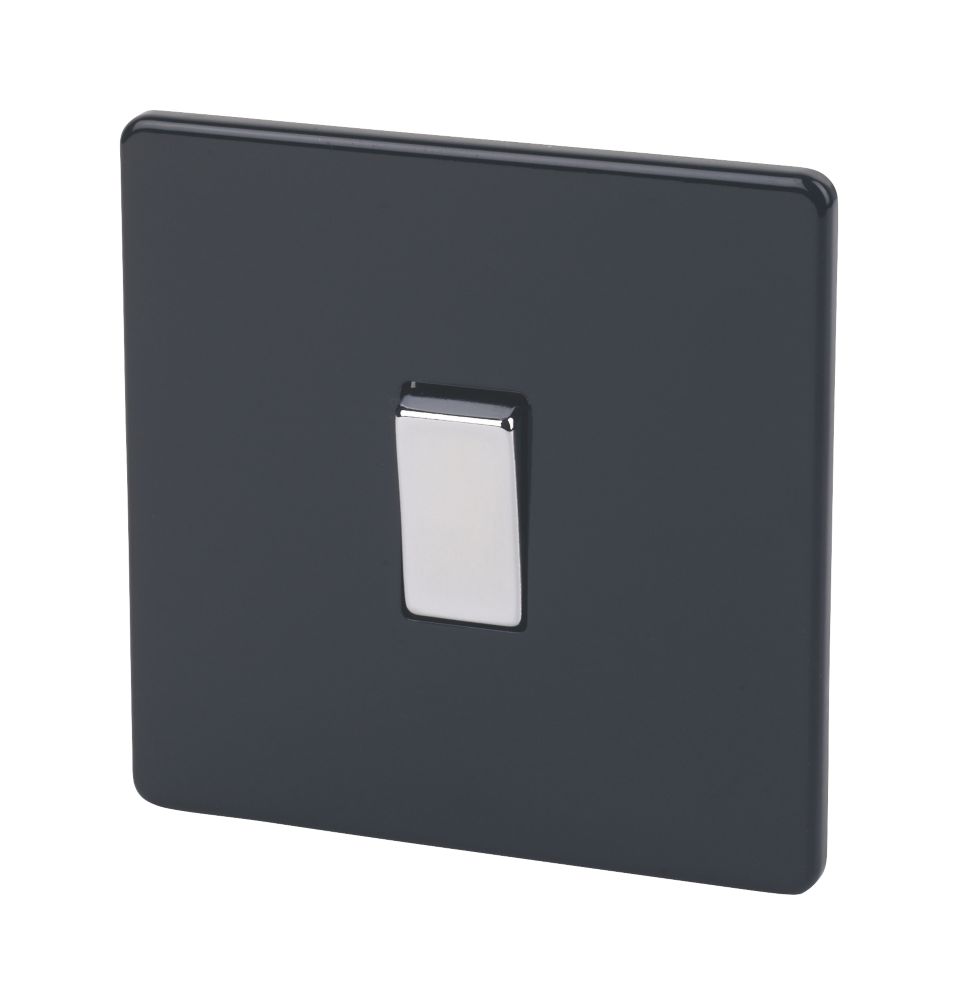 Image of Varilight 10AX 1-Gang 2-Way Light Switch Jet Black 