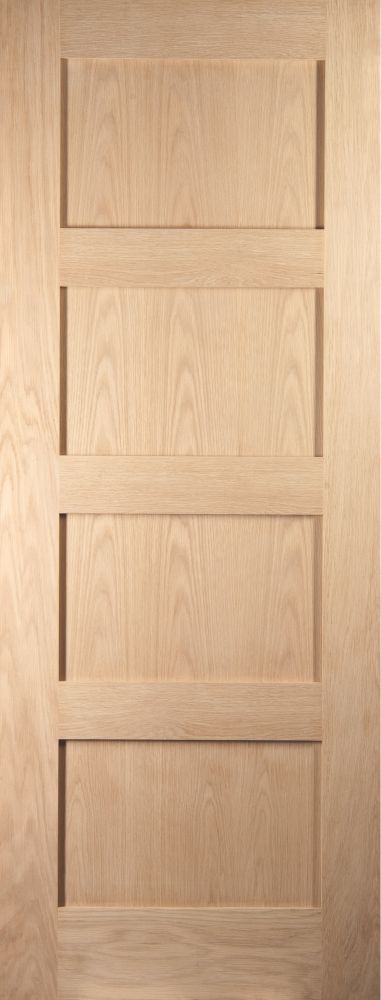 Image of Jeld-Wen Unfinished Oak Veneer Wooden 4-Panel Internal Door 2032mm x 813mm 