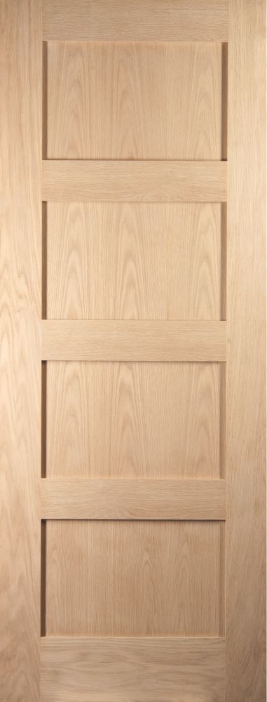 Image of Jeld-Wen Unfinished Oak Veneer Wooden 4-Panel Internal Door 2032mm x 813mm 
