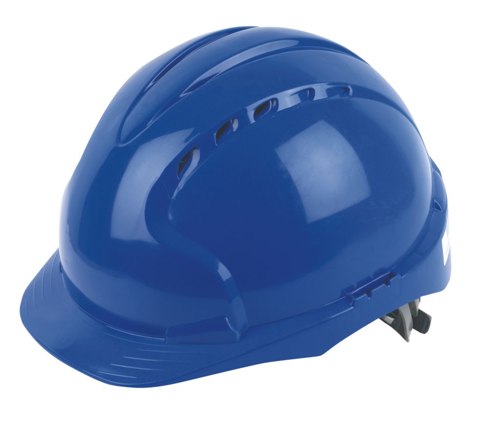 Image of JSP EVO2 Mid Peak Slip-Ratchet Vented Safety Helmet Blue 