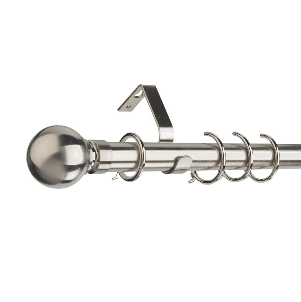 Image of Universal Metal Bay Window Curtain Pole Satin Steel 28mm x 5m 
