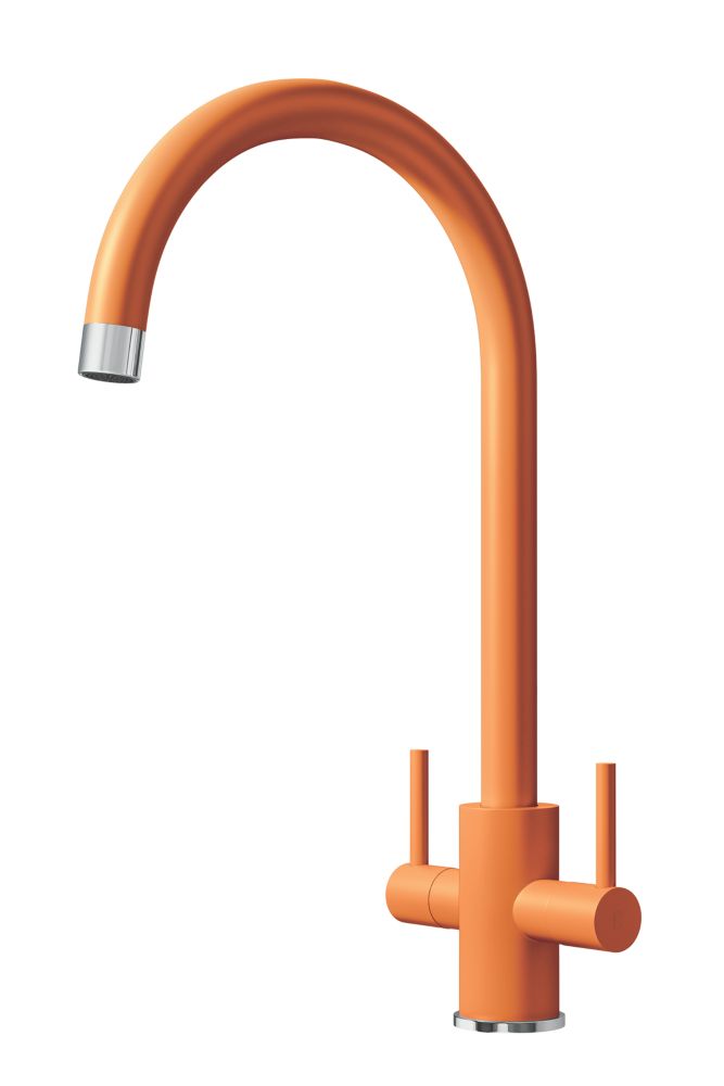 Image of ETAL Sorrento Twin Lever Kitchen Mixer Tap Matt Orange 