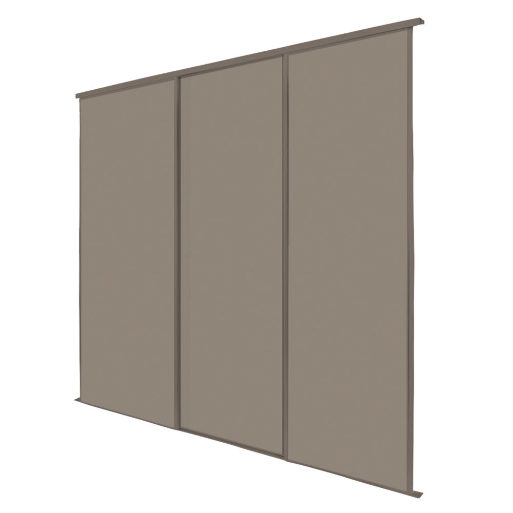 Image of Spacepro Classic 3-Door Sliding Wardrobe Door Kit Stone Grey Frame Stone Grey Panel 2216mm x 2260mm 
