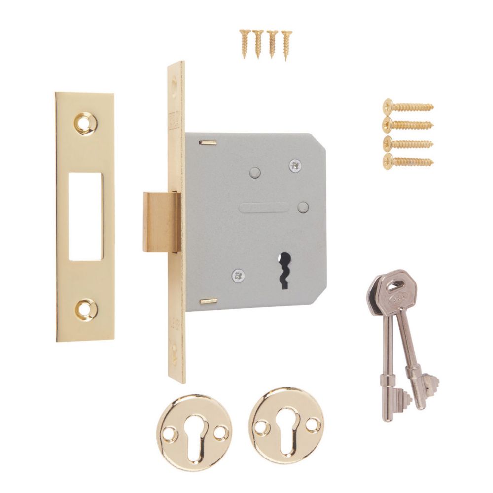 Image of ERA 3 Lever Brass 3-Lever Mortice Deadlock 64mm Case - 44mm Backset 