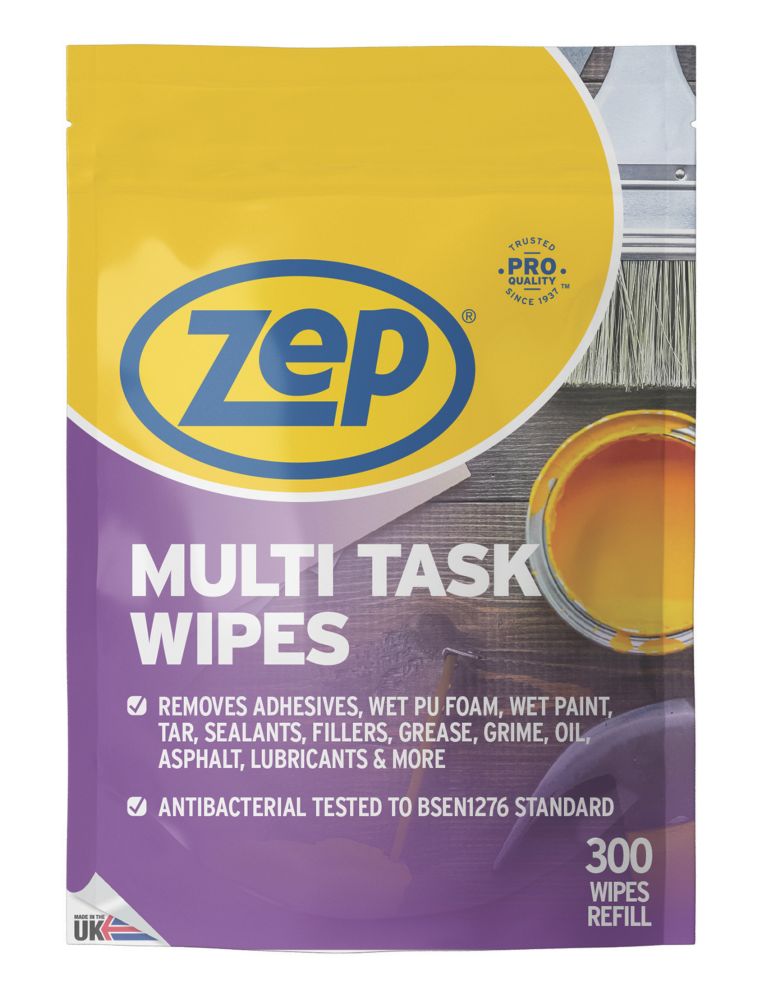 Image of Zep Multi-Task Wipes in Refill Pouch White 300 Pack 