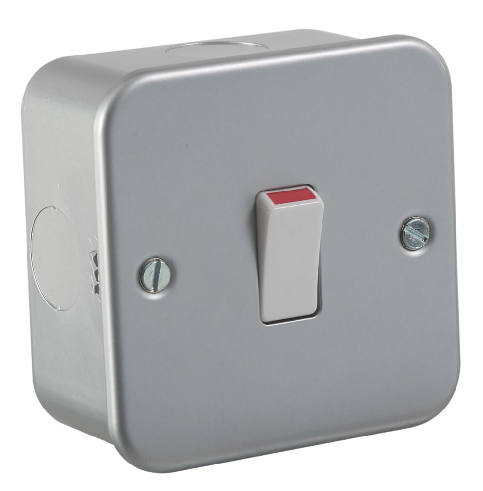 Image of Knightsbridge 20AX 1-Gang DP Metal Clad Control Switch with White Inserts 