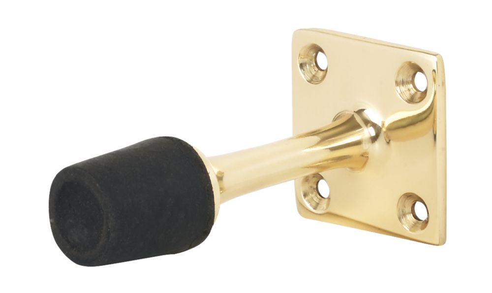 Image of Cylinder Door Stops 64 x 38mm Polished Brass Effect 5 Pack 