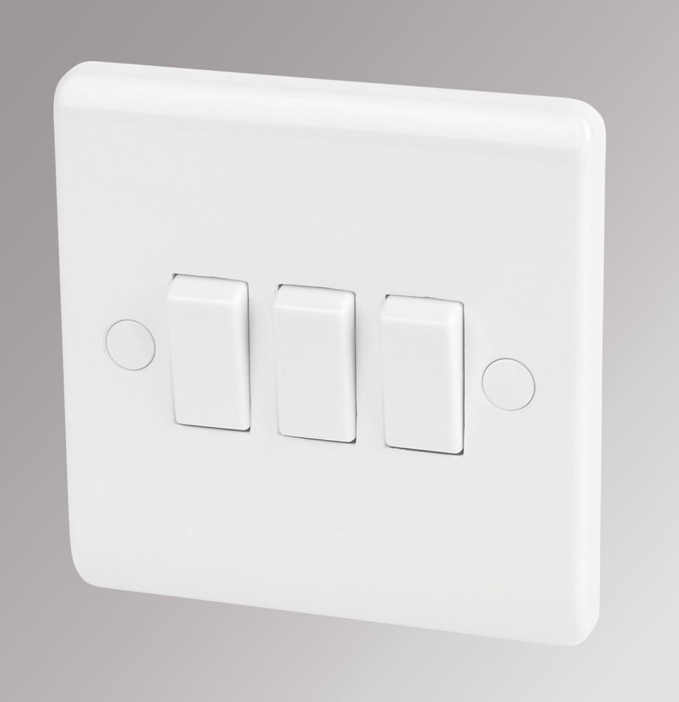 Image of LAP 10AX 3-Gang 2-Way Light Switch White 