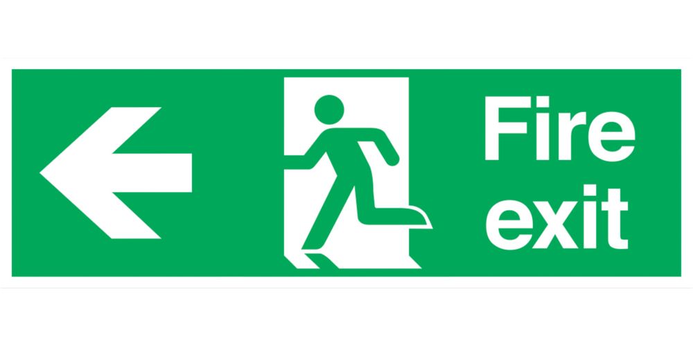 Image of Non Photoluminescent "Fire Exit Left" Signs 150mm x 450mm 100 Pack 