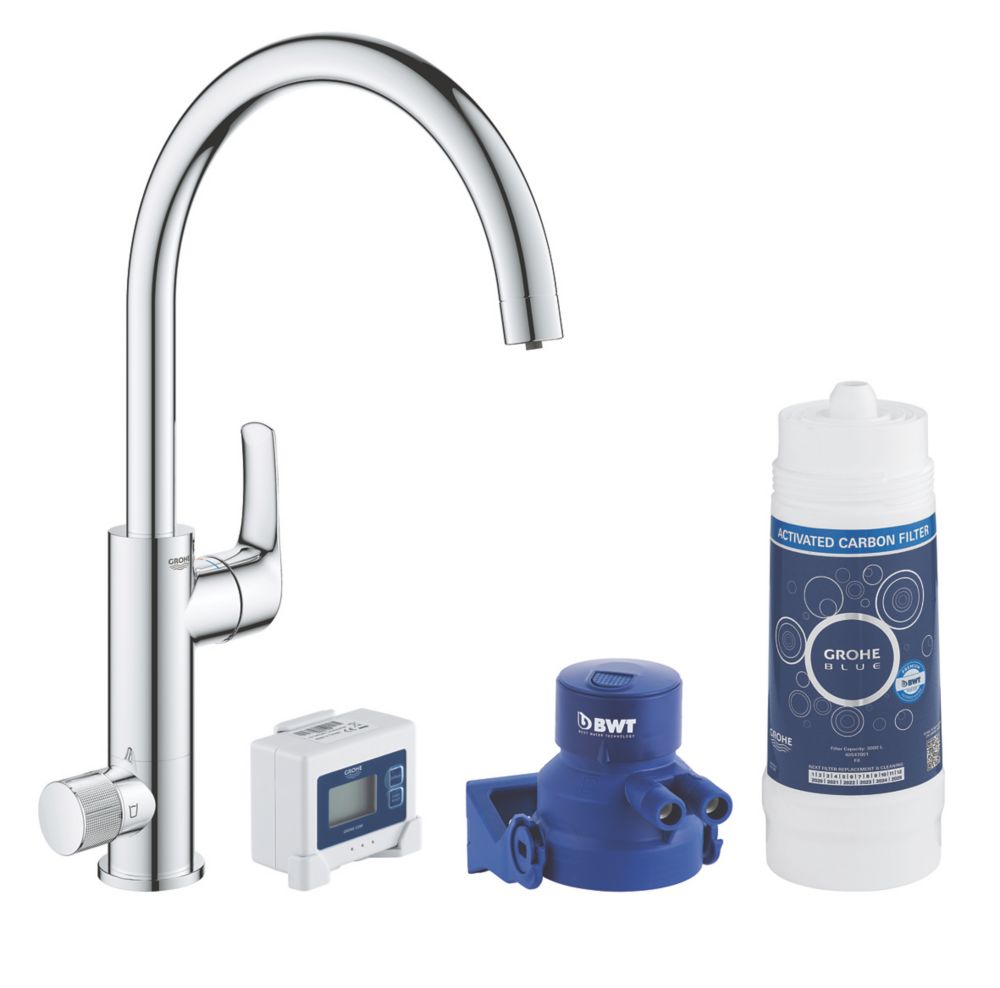 Image of Grohe Blue Pure Eurosmart 2-Way Deck-Mounted Single-Lever Sink Mixer Filter Tap Chrome 