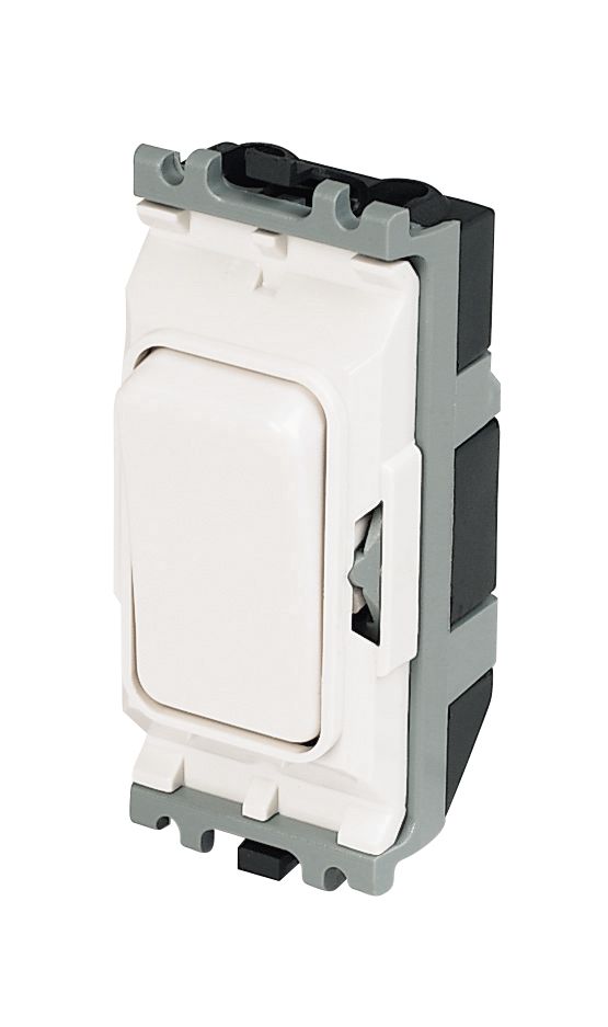 Image of MK Grid Plus 20A Grid Intermediate Switch White with Colour-Matched Inserts 