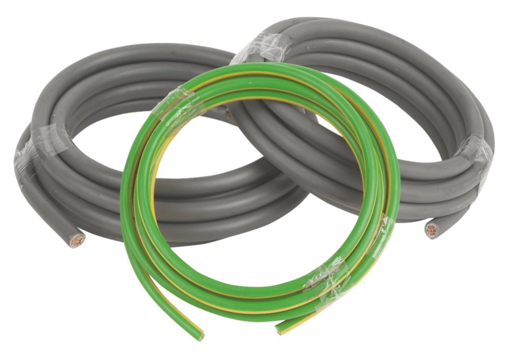 Image of Prysmian 6181Y & 6491X Grey & Green/Yellow 1-Core 25mmÂ² Meter Tails Cable 3m Coil 