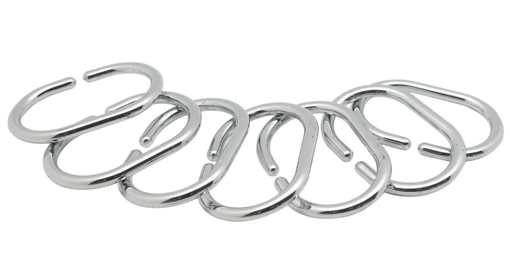 Image of Shower Curtain Rings Chrome 12 Pack 