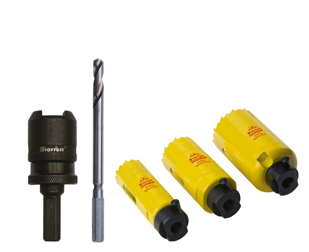 Image of Starrett Kwik-Change 3-Saw Multi-Material Fast Cut Electricians Holesaw Set 