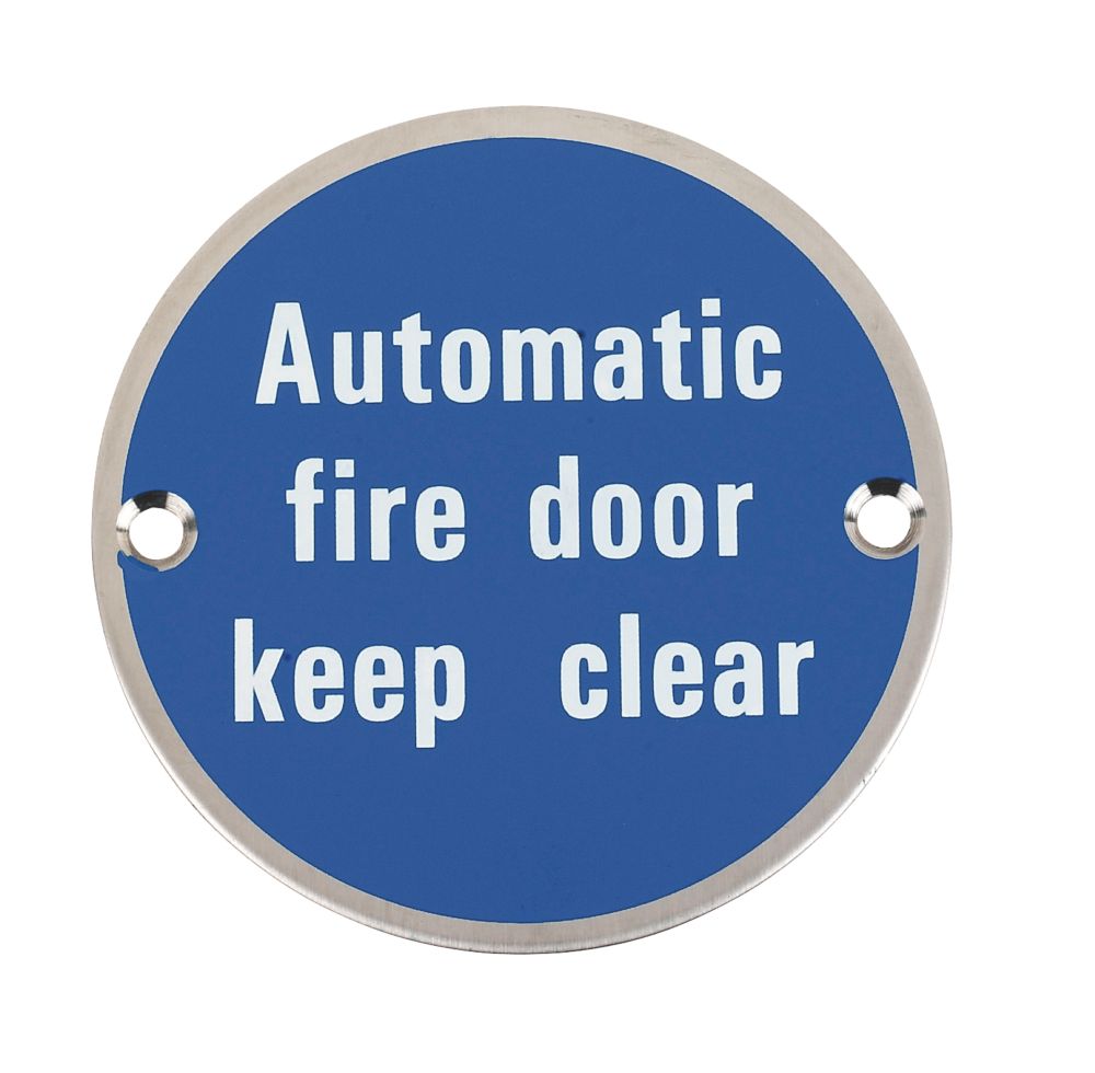 Image of Automatic Fire Door Keep Clear Sign 76mm 
