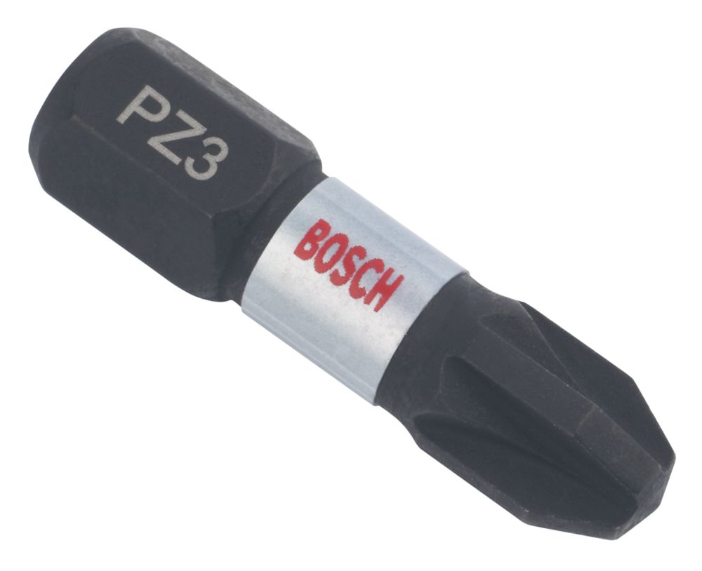 Image of Bosch 1/4" 25mm Hex Shank PZ3 Impact Control Screwdriver Bits 2 Pack 