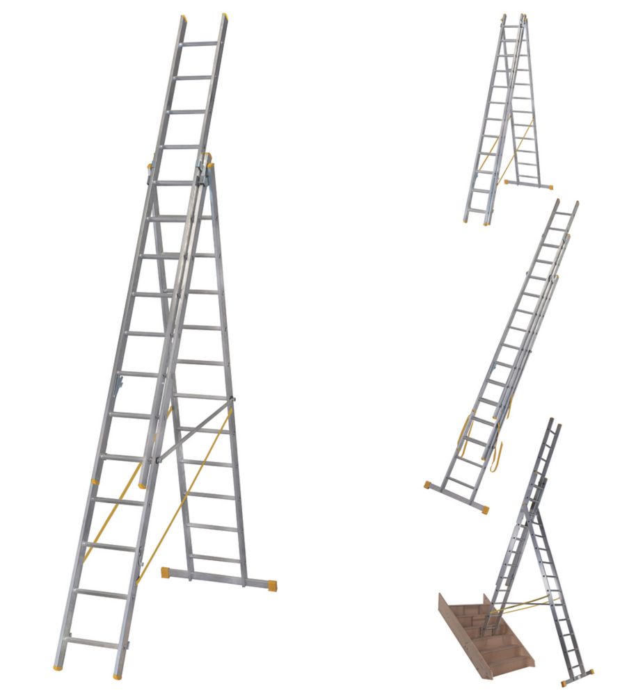 Image of Werner 3-Section 4-Way Aluminium Combination Ladder with Stair Function 7.9m 