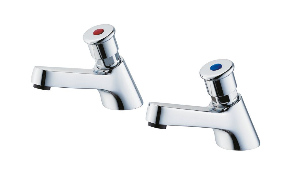 Image of Armitage Shanks Sandringham 21 Self-Closing Pillar Taps Chrome 