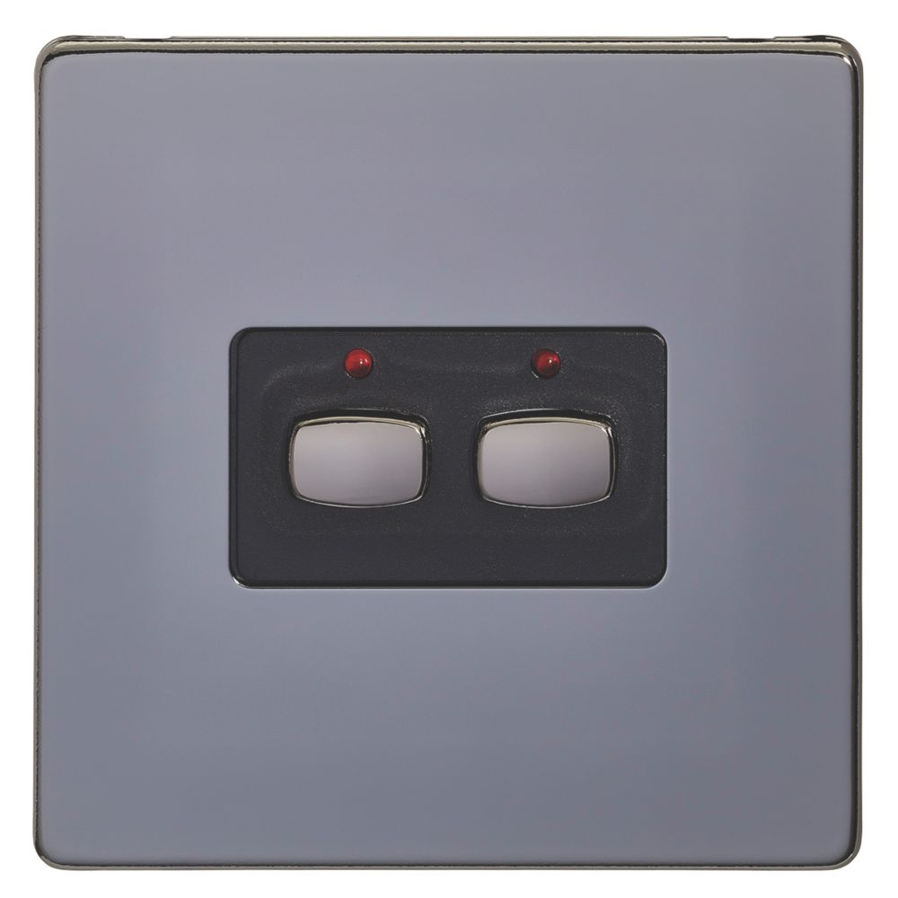 Image of Energenie 2-Gang 2-Way 1A Smart On/Off Light Switch Black Nickel 