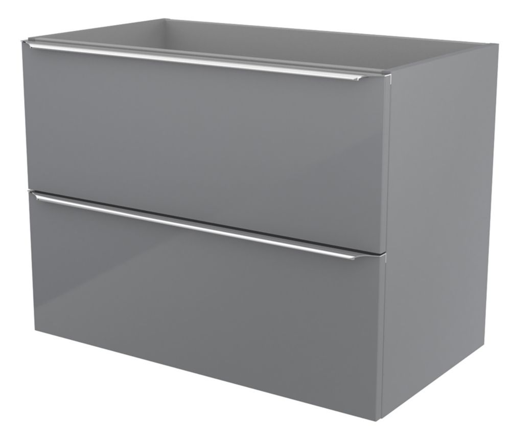 Image of Imandra Wall-Mounted Vanity Unit Gloss Grey 800mm x 450mm x 600mm 