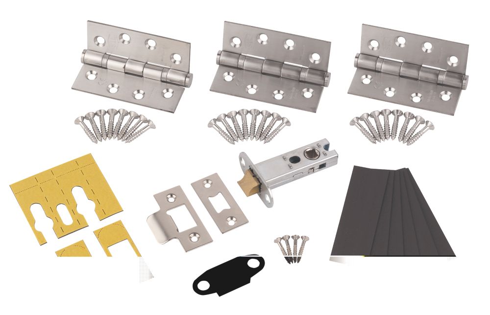 Image of Smith & Locke Fire Rated Fire Door Latch Pack Satin Stainless Steel 