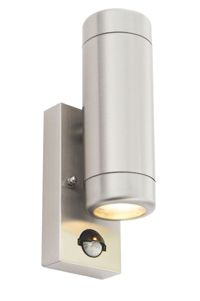 Image of Barracuda Outdoor Up & Down Wall Light With PIR Sensor Brushed Stainless Steel 