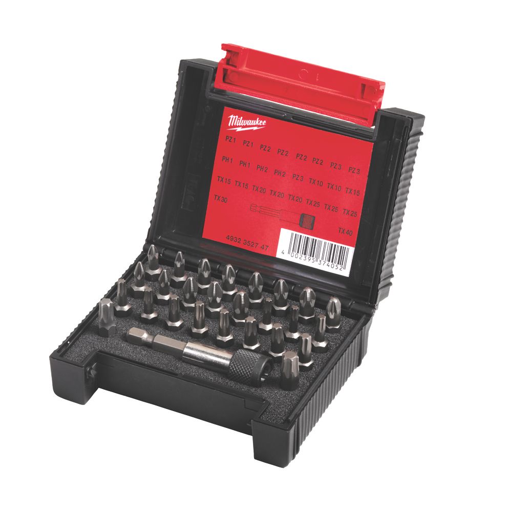 Image of Milwaukee Trade Set 1/4" Hex Shank Mixed Screwdriver Bit Set 27 Pieces 