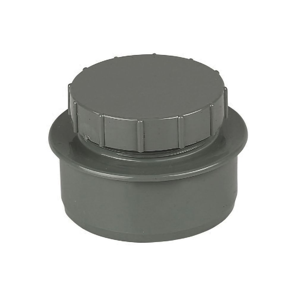 Image of FloPlast Push-Fit Screwed Access Cap Anthracite Grey 110mm 