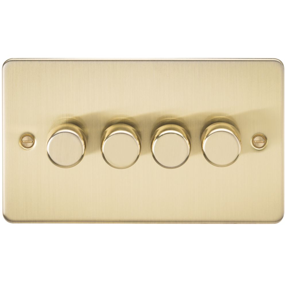 Image of Knightsbridge 4-Gang 2-Way LED Dimmer Switch Brushed Brass 