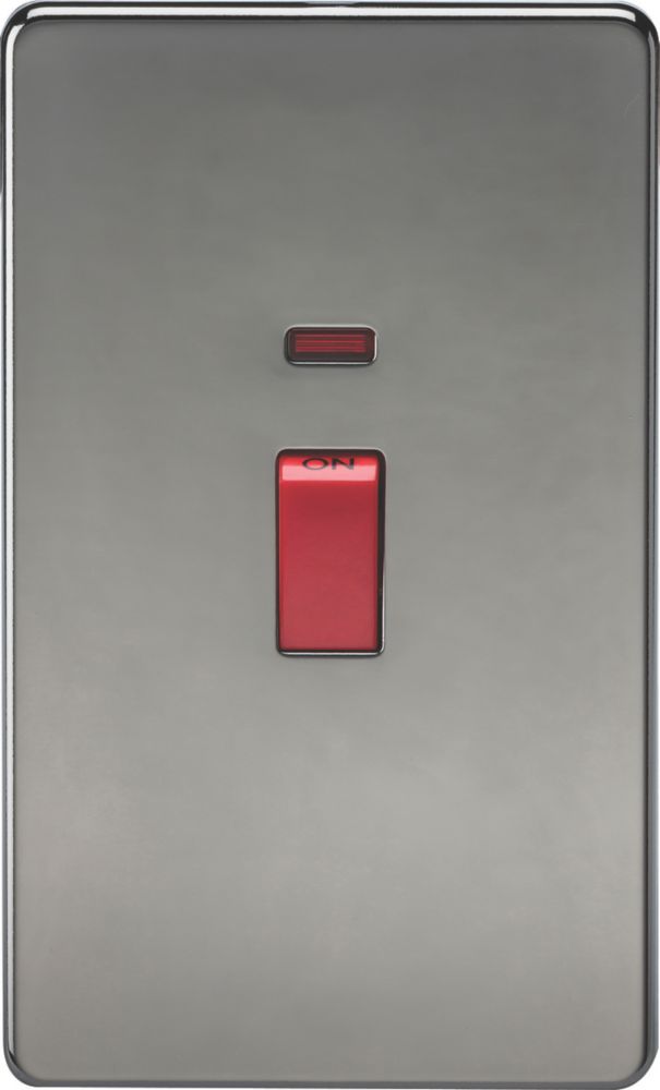 Image of Knightsbridge 45A 2-Gang DP Control Switch Black Nickel with LED 