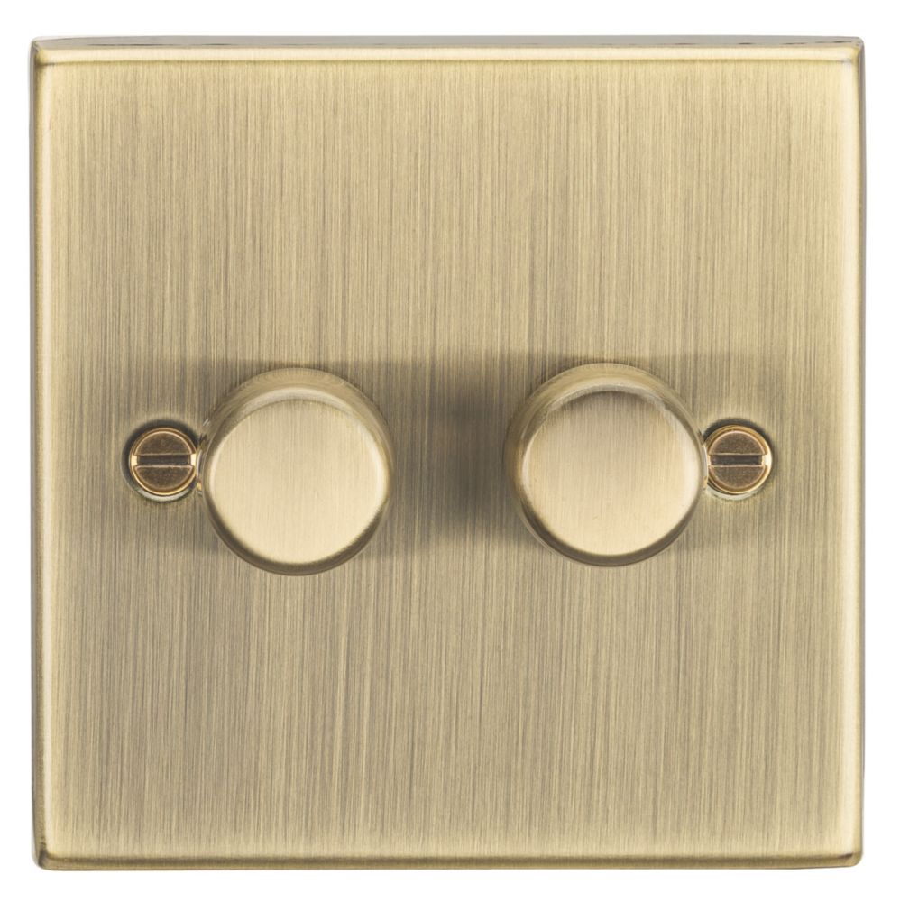 Image of Knightsbridge 2-Gang 2-Way LED Dimmer Switch Antique Brass 