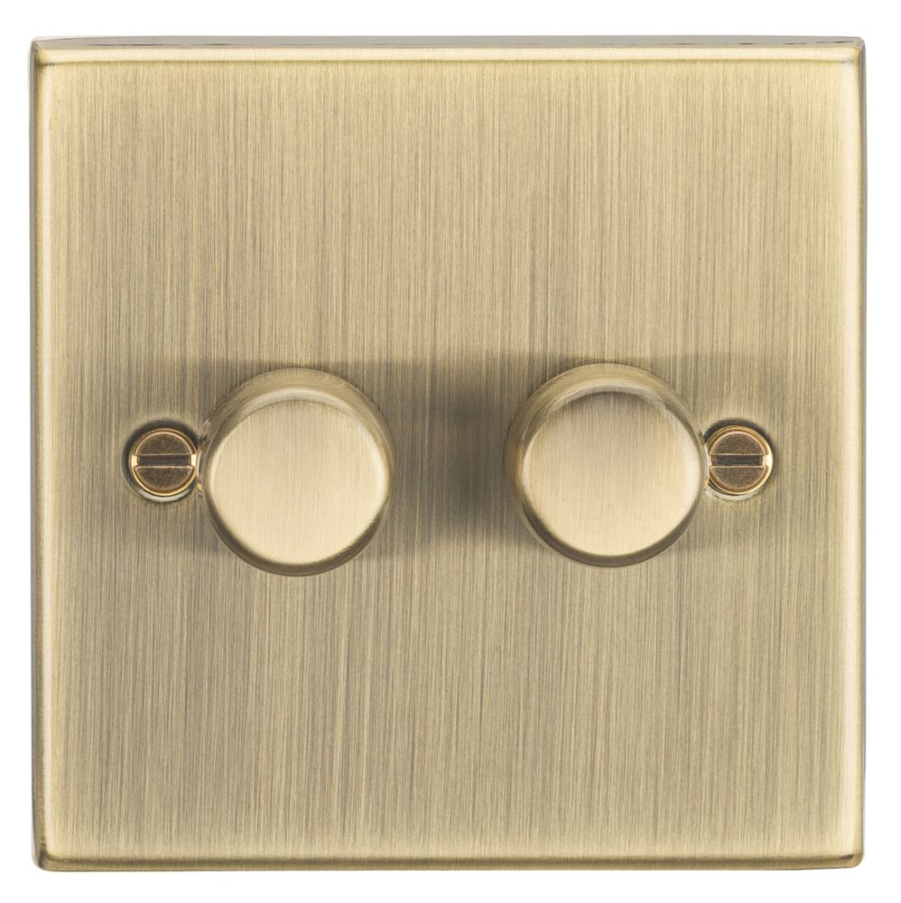Image of Knightsbridge 2-Gang 2-Way LED Dimmer Switch Antique Brass 