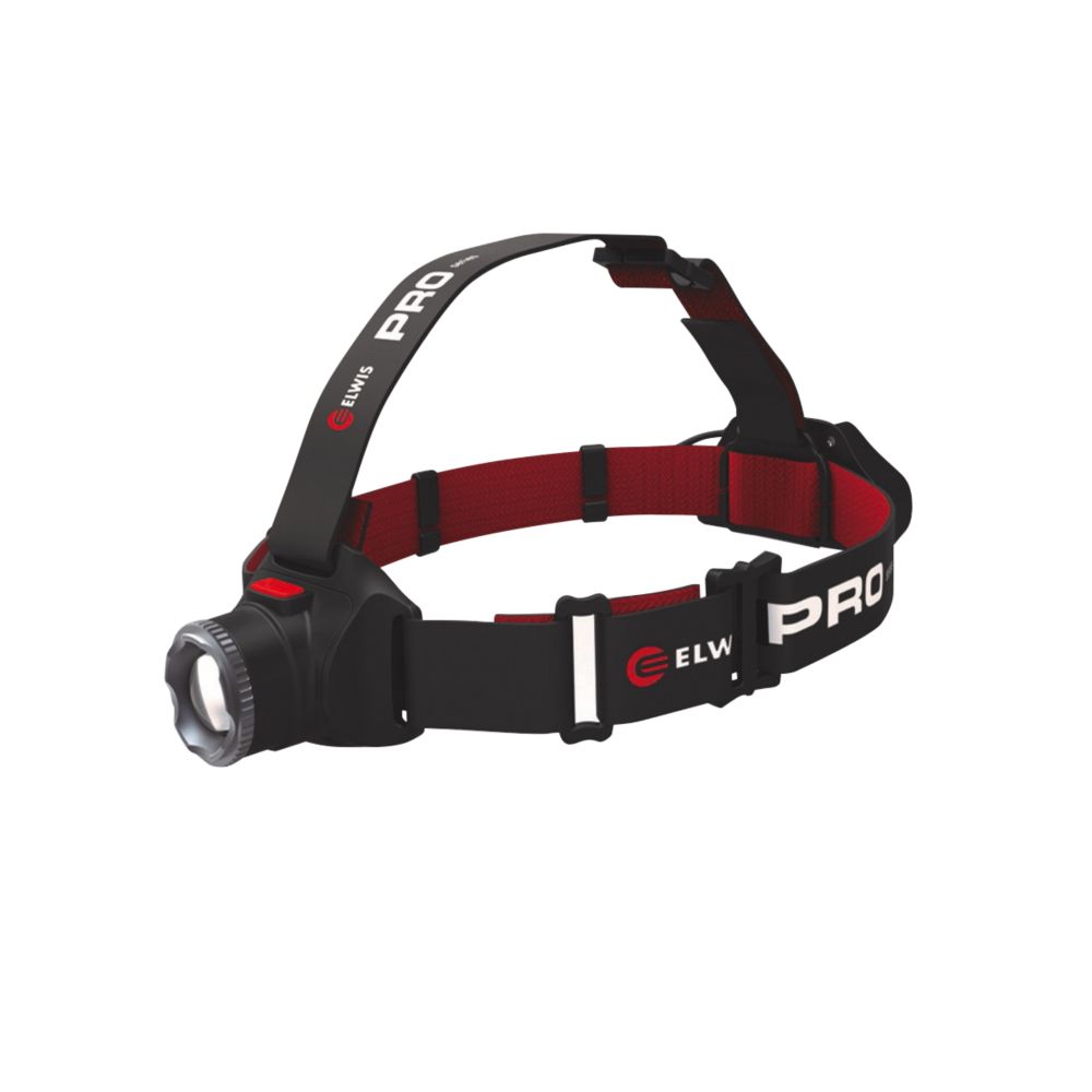 Image of Elwis Rechargeable LED Head Torch Black & Red 420lm 