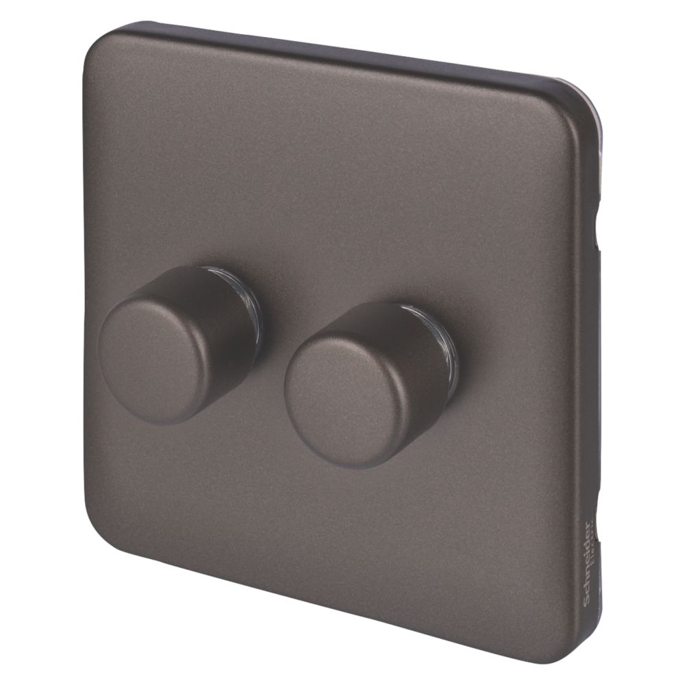 Image of Schneider Electric Lisse Deco 2-Gang 2-Way Dimmer Switch Mocha Bronze 