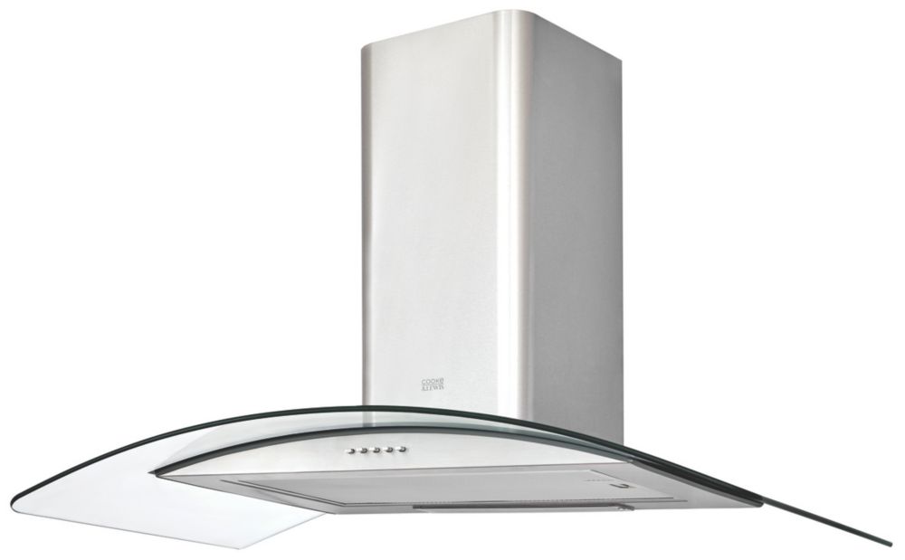 Image of Cooke & Lewis CLCGS90 Curved Glass Hood Stainless Steel 900mm 