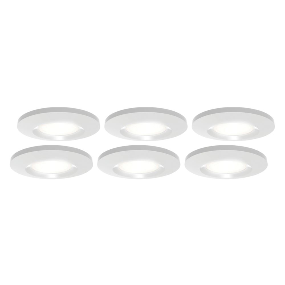 Image of 4lite Fixed Fire Rated LED Downlight Matt White 7W 710lm 6 Pack 