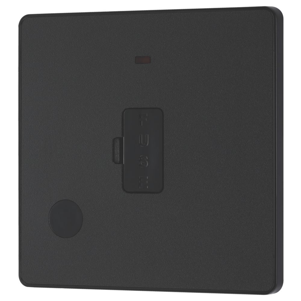 Image of British General Evolve 13A Unswitched Fused Spur with LED Matt Black with Black Inserts 