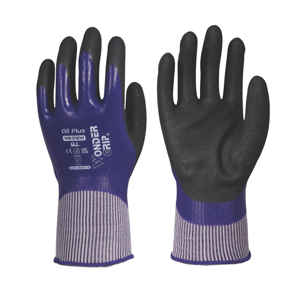 Image of Wonder Grip WG-518W Oil Plus Protective Work Gloves Purple / Black / White Large 