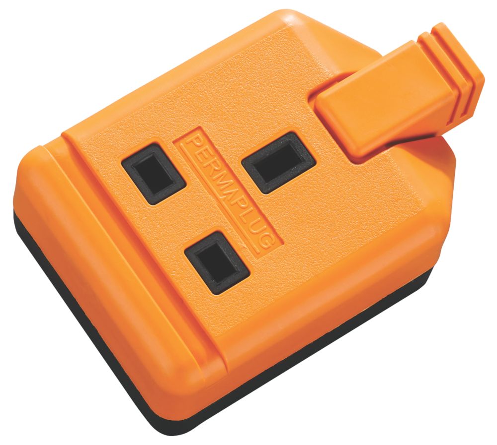 Image of Masterplug 13A 1-Gang Unfused 1 Socket Rewireable Heavy Duty Trailing Socket Orange 
