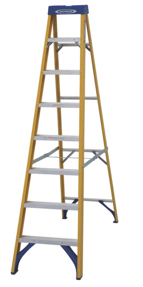 Image of Werner Fibreglass 8-Treads Swingback Stepladder 2.2m 