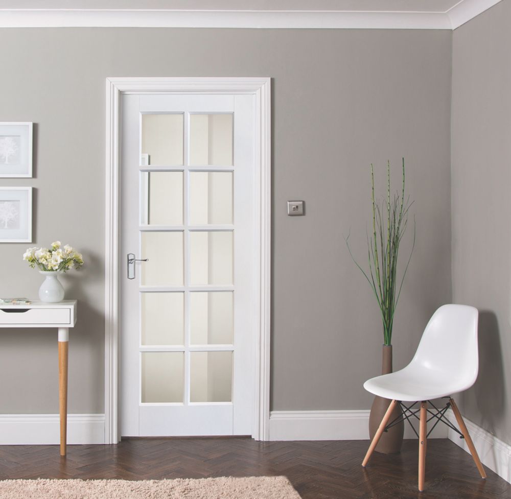 Image of Jeld-Wen 10-Clear Light Primed White Wooden Traditional Internal Door 1981mm x 838mm 